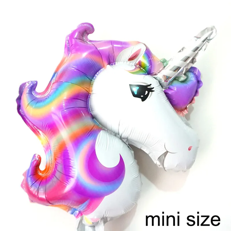 100pc color 100 шт./лот) Праздничные шарики с единорогом Мини Размер Голова Единорога фольгированный Шар Детские игрушки для девочек с днем рождения шары - Цвет: 100pc color