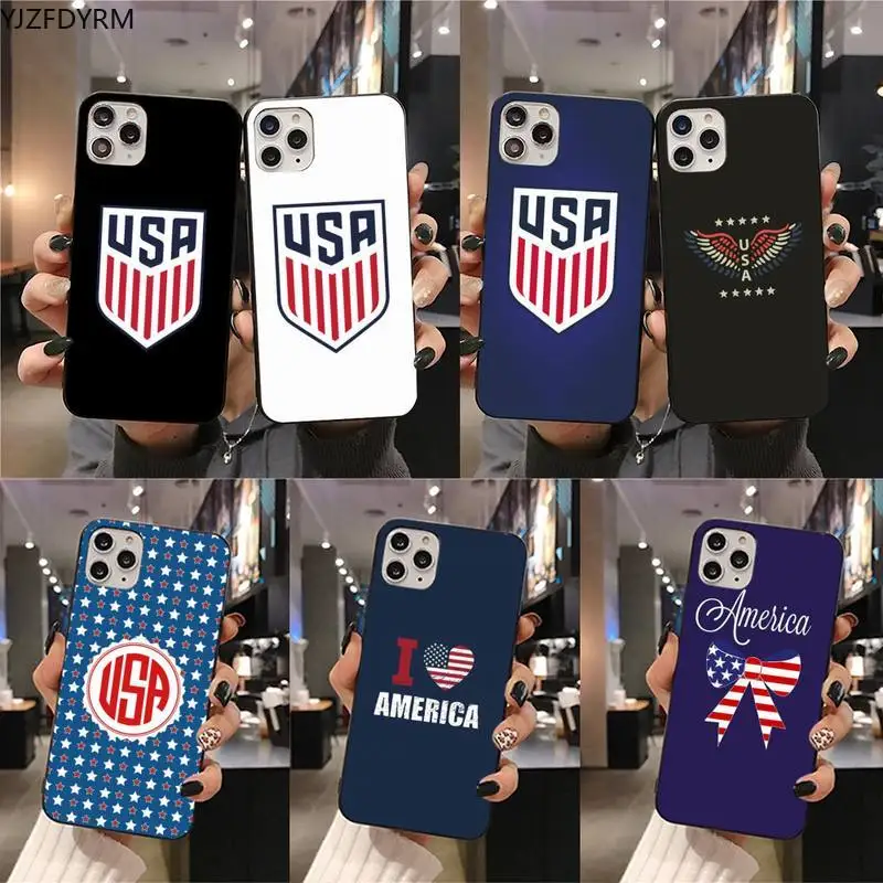 YJZFDYRM американский флаг США черный чехол для телефона Корпус iPhone 11 pro XS MAX 8 7 6 6S Plus X