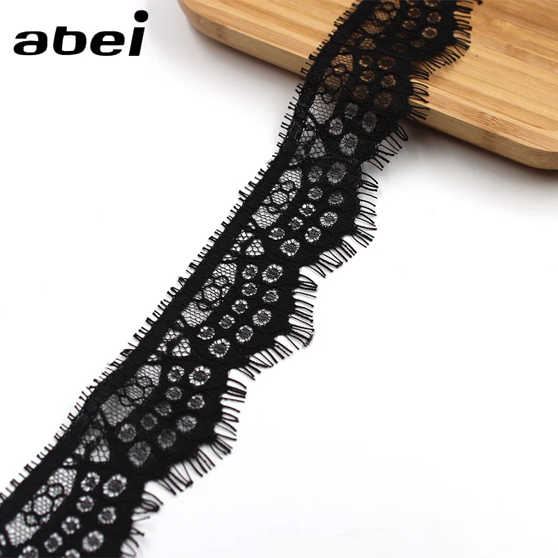 3 ярдов/партия 5 см кружевная лента с вышивкой ресниц Черная ткань для