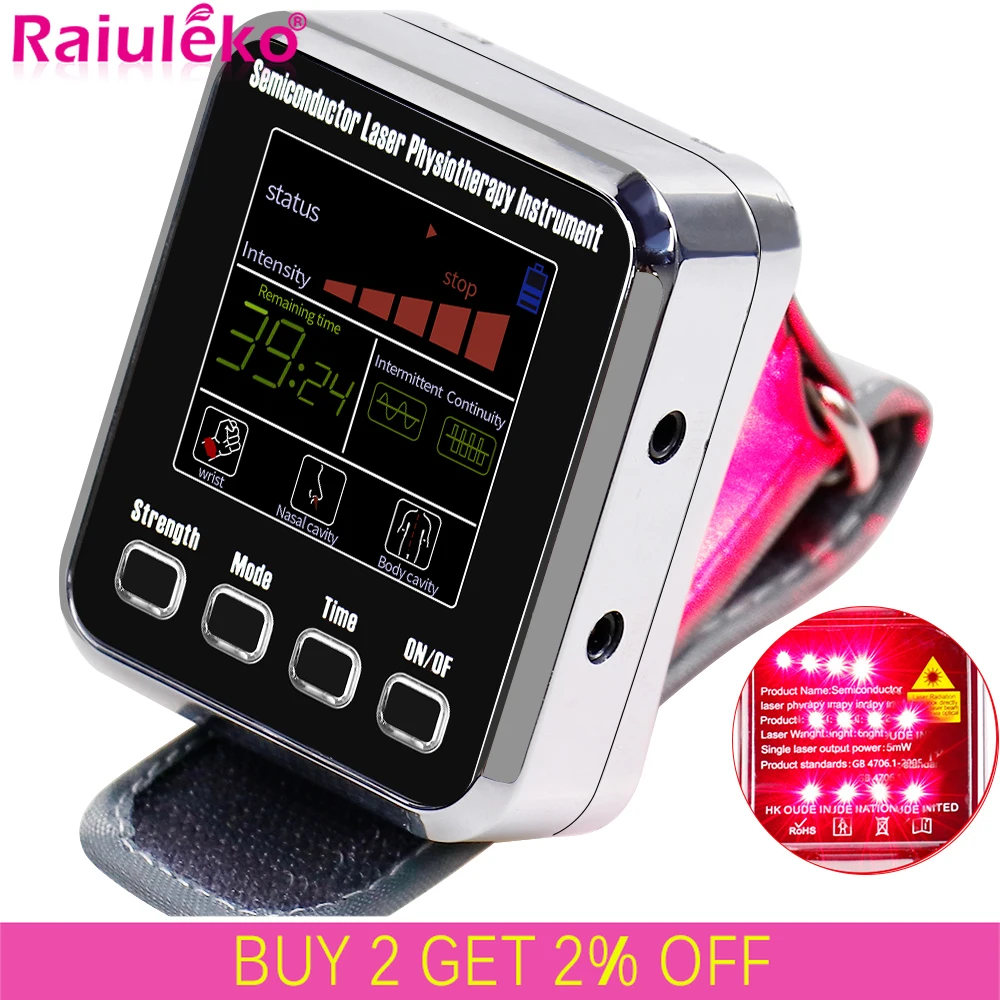 

12/7 Holes 650nm Low Level Laser Therapy Sinusitis Wrist LLLT Watch Physiotherapy Rhinitis Hypertension Treatment Diabetic Watch