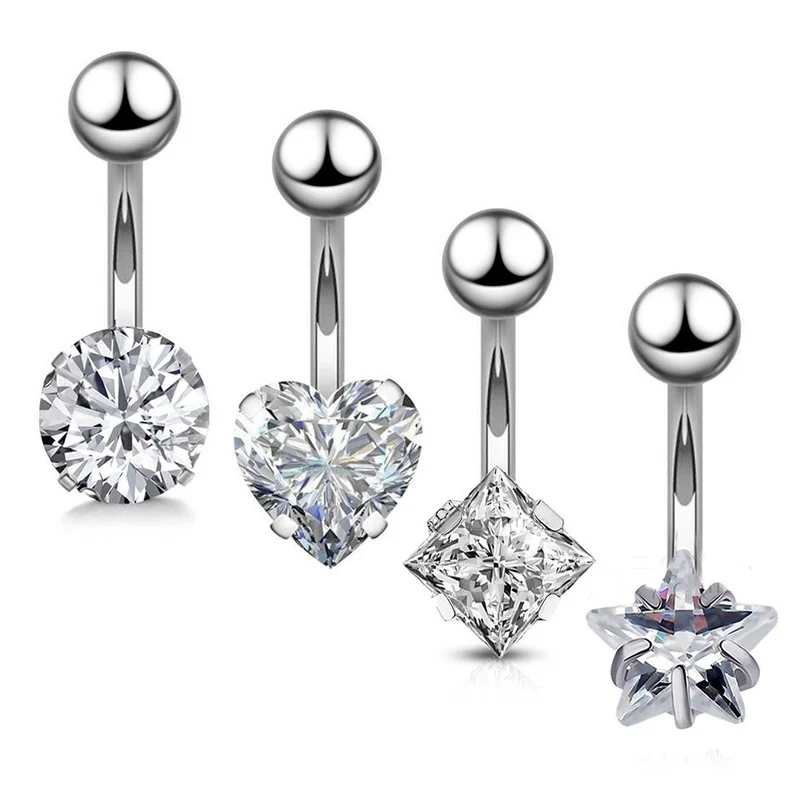 

1PC Crystal Rhinestone Steel Navel Ring Belly Piercing Fashion NavelEarring Barbell Belly Button Rings Sexy Body Jewelry