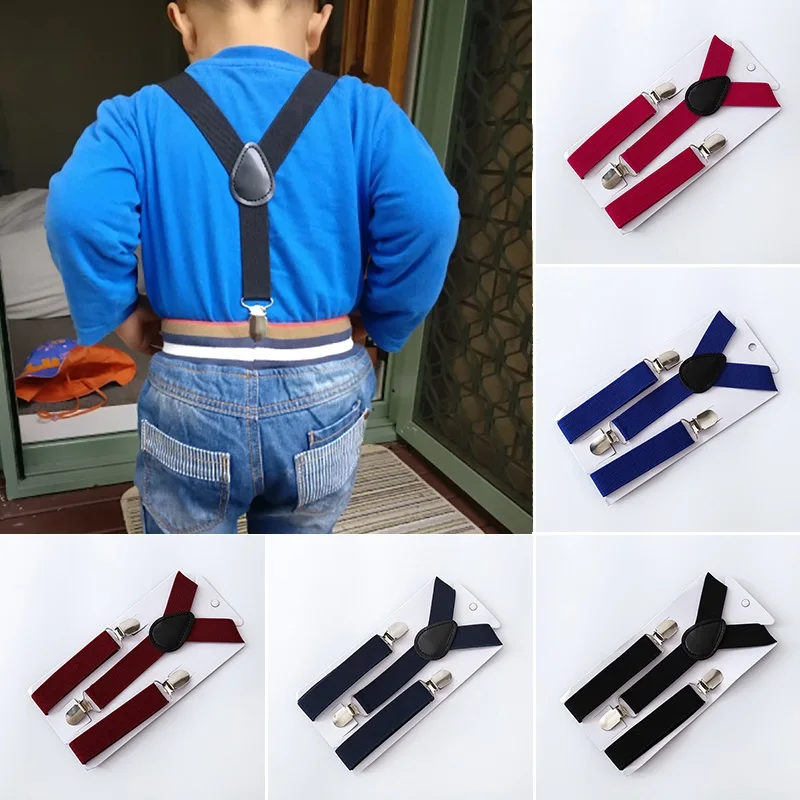 

Children Suspenders Belt Baby Boys Girls Soild Color Clip-on Y-Back Braces Elastic Kids Costume Adjustable Strap 6A1118