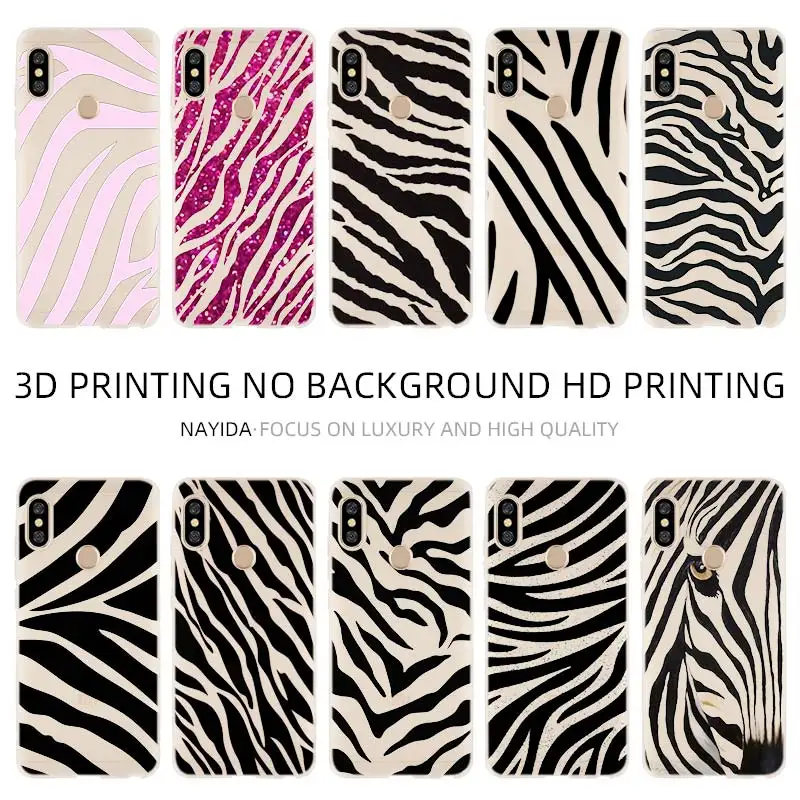 

Soft Silicone Redmi Case For Xiaomi Redmi Note 10 9 8 7 6 5 Pro Max 8T 9T 10S 9S 4G 5G Cover zebra stripe