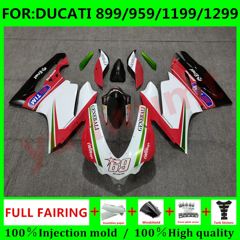 

Motorcycle Injection mold Whole Fairings Kit Fit for Ducati 899 1199 12 13 14 Panigale 959 1299 15 16 17 18 fairing black white