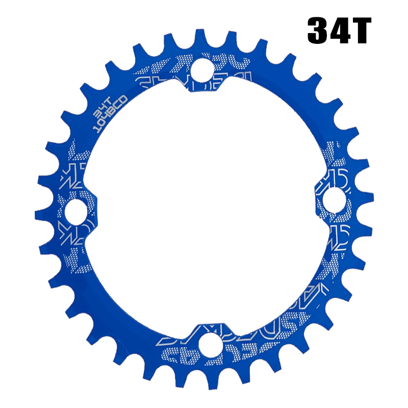 oval 34T blue 104BCD овальная цепь колеса узкая широкая цепь MTB болты горный велосипед 32T 34T 36T 38T шатуны один зуб пластина часть - Цвет: oval 34T blue