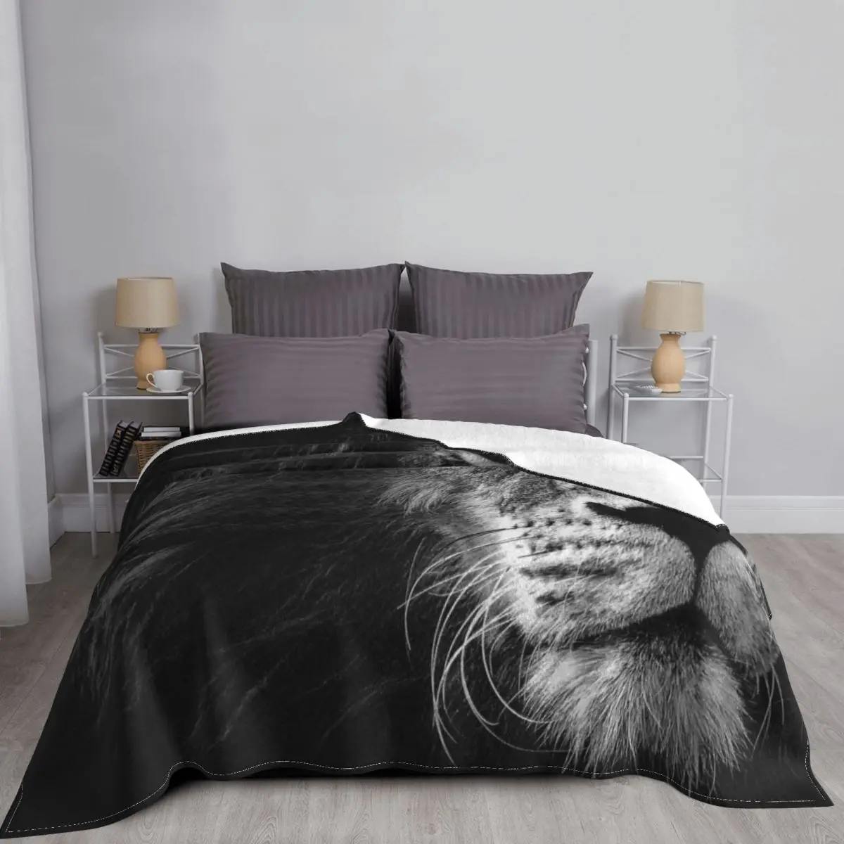 Одеяло с изображением Льва плюшевое теплое ультратонкое Фланелевое флисовое