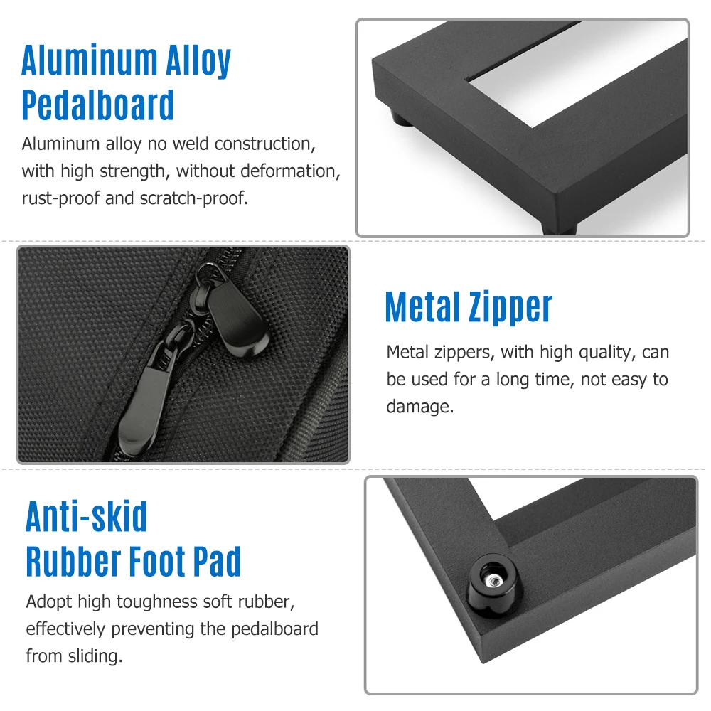 

Small Size Guitar Effect Pedal Board Aluminum Alloy Pedalboard 154.9 Inch with Carrying Bag