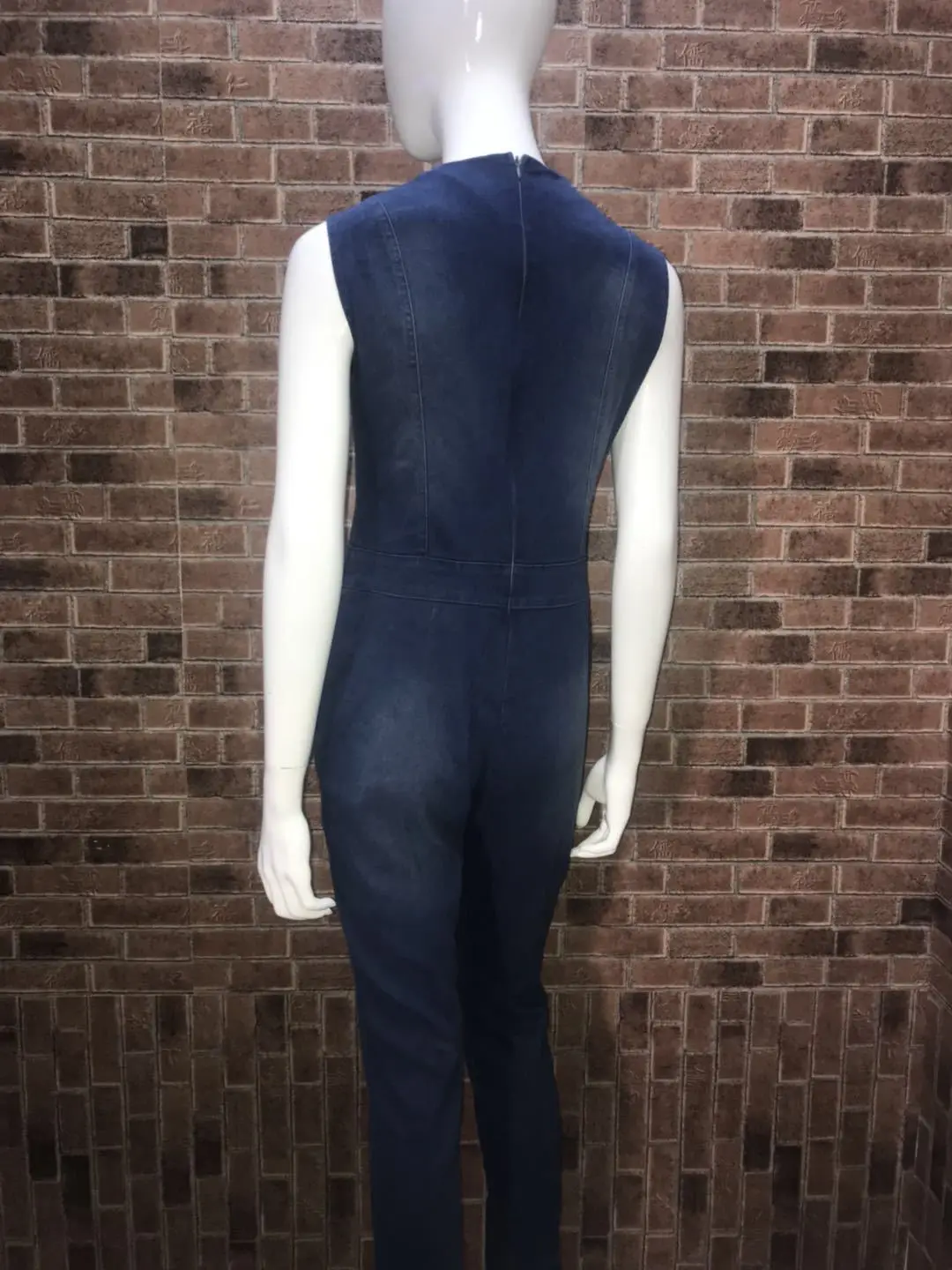 

WEPBEL Sexy Women Jeans Bandage Deep V Neck Sleeveless Jumpsuit Lace-Up Denim Trousers Casual Rompers Plus Size Jumpsuits