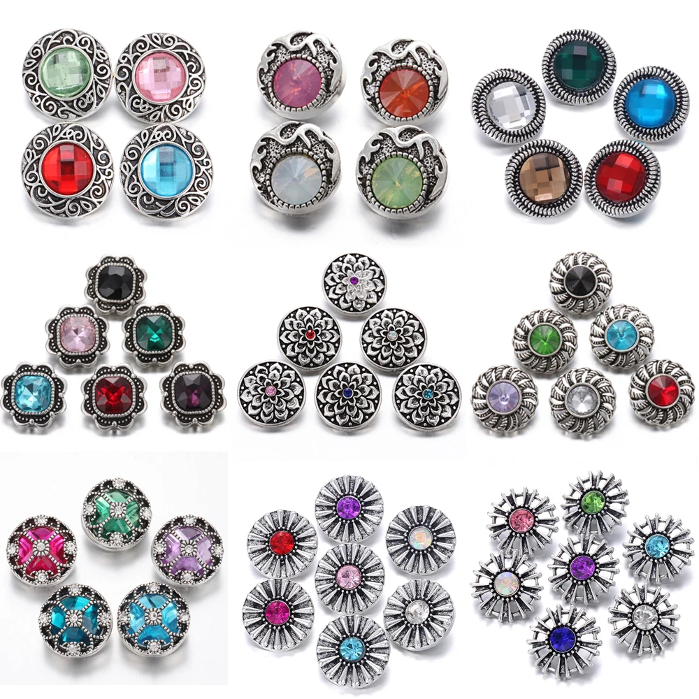 6 шт./лот оптовая продажа 18 мм кнопки ювелирные изделия стеклянные металлические