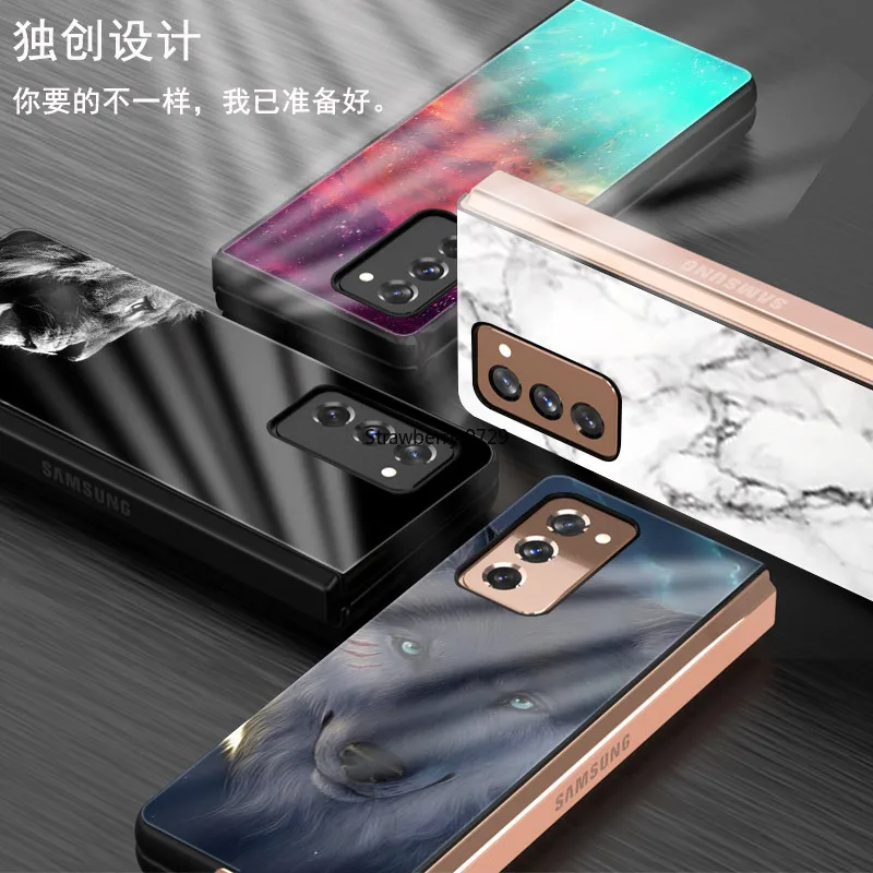 luxury tempered glass case for samsung galaxy z fold 2 5g plating edge hard protection shell for samsung galaxy z fold 2 cover free global shipping