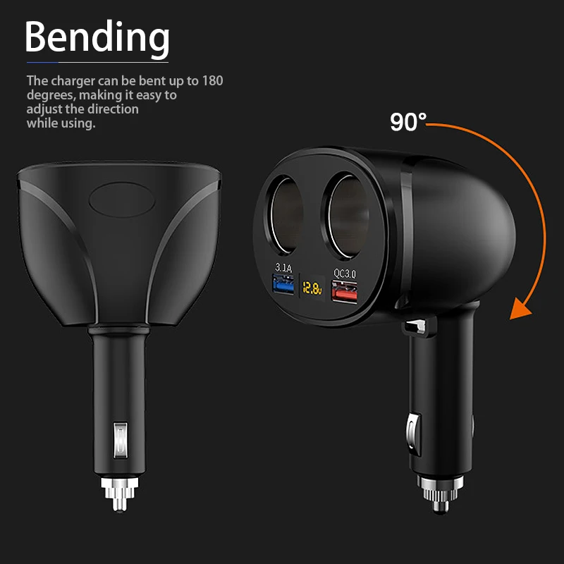 Автомобильное зарядное устройство USB для прикуривателя QC сплиттер быстрой
