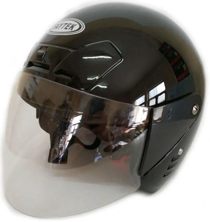 

Half Open Motor Helmet Chin Adjustable Helmet-Bright Black