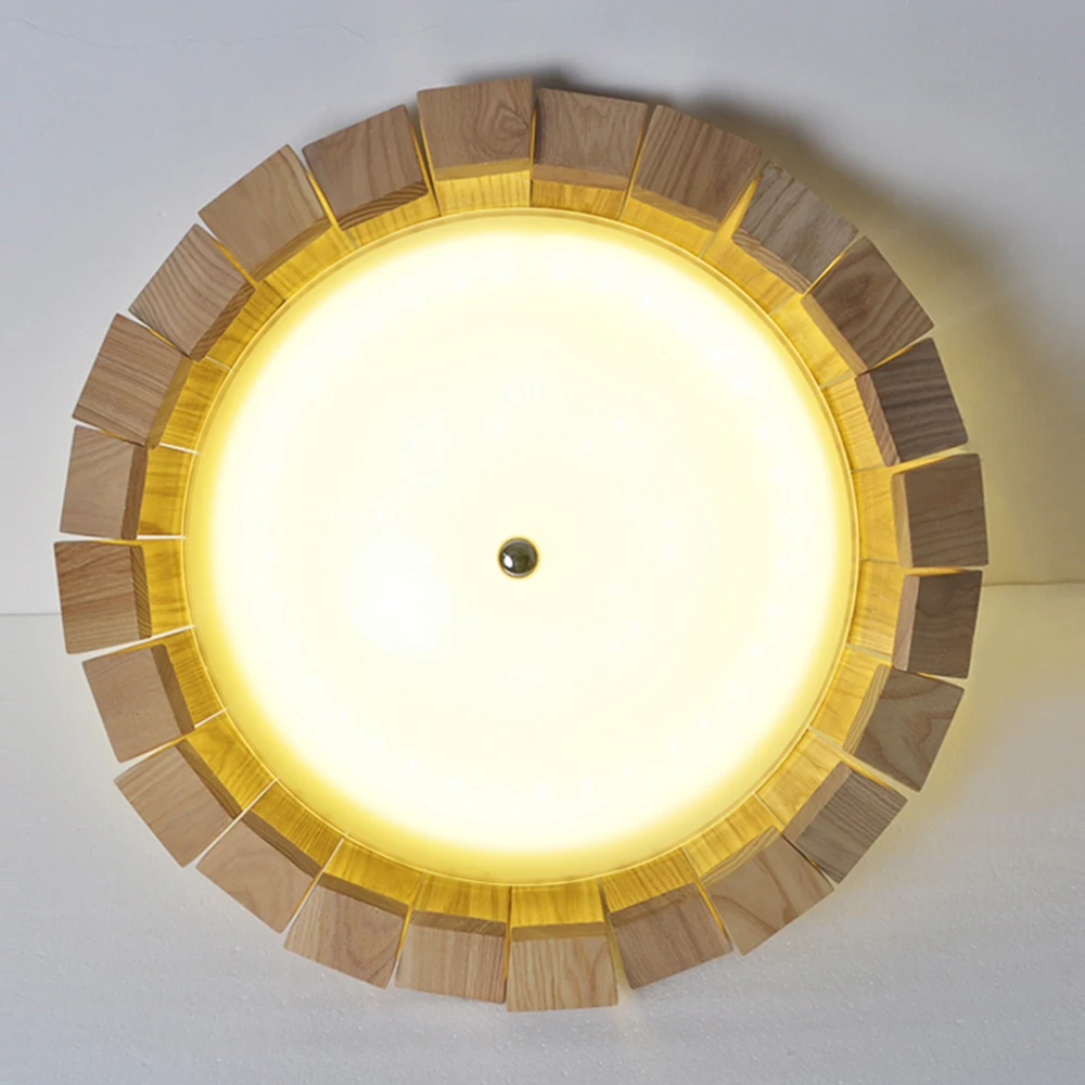 Скандинавские деревянные подвесные светильники светодиодные круглые лампы для