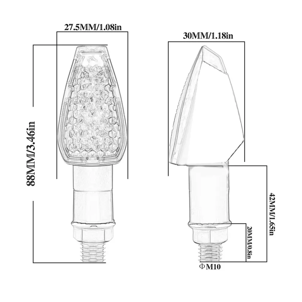 

2PCS12V Motorcycle LED Turn Signal Lightings With E50 Mark 14LED Blinkers Amber light Plated Shell Motorcycle Indicator Light