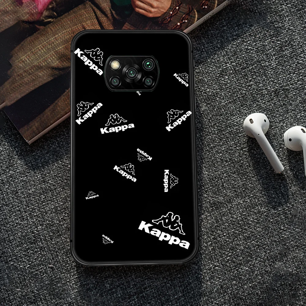

Italian sports brand kappa Phone case Cover Hull For Xiaomi Mi A2 A3 8 9 9T Note 10 Se Lite Pro black Bumper Tpu Cover Fashion
