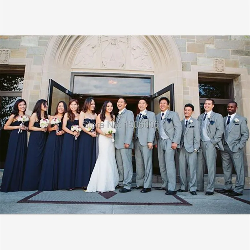 Navy Blue chiffon Strapless Bridesmaid Dresses Long Dress Sleeveless Open Back Sexy Gown Maid of Honor AC022 | Свадьбы и торжества