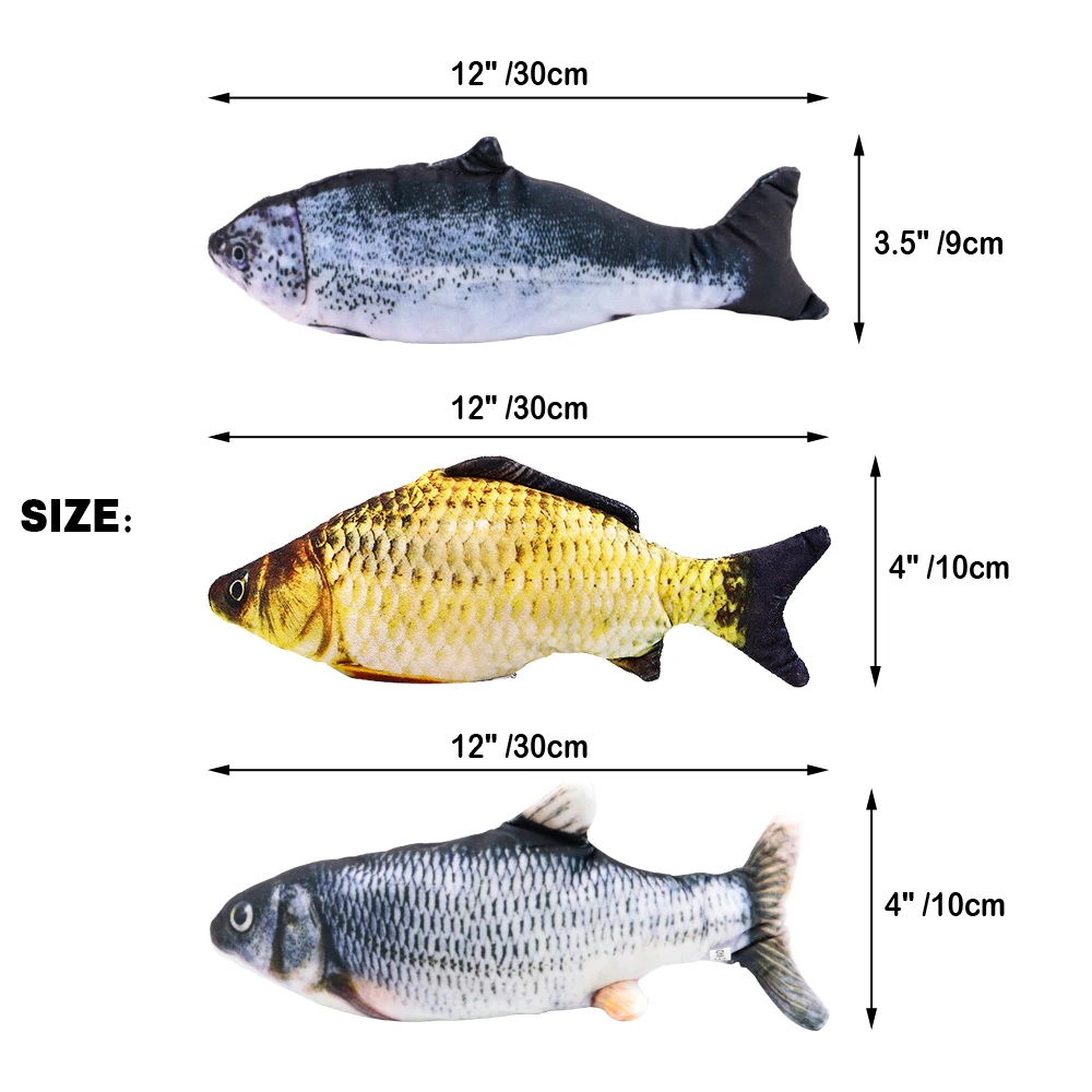 

Moving Fish Electric Plush Cat Toy USB Charger Interactive Cat Chew Bite Catnip Toys For Cats Kitten Fish Flop Wagging Toys