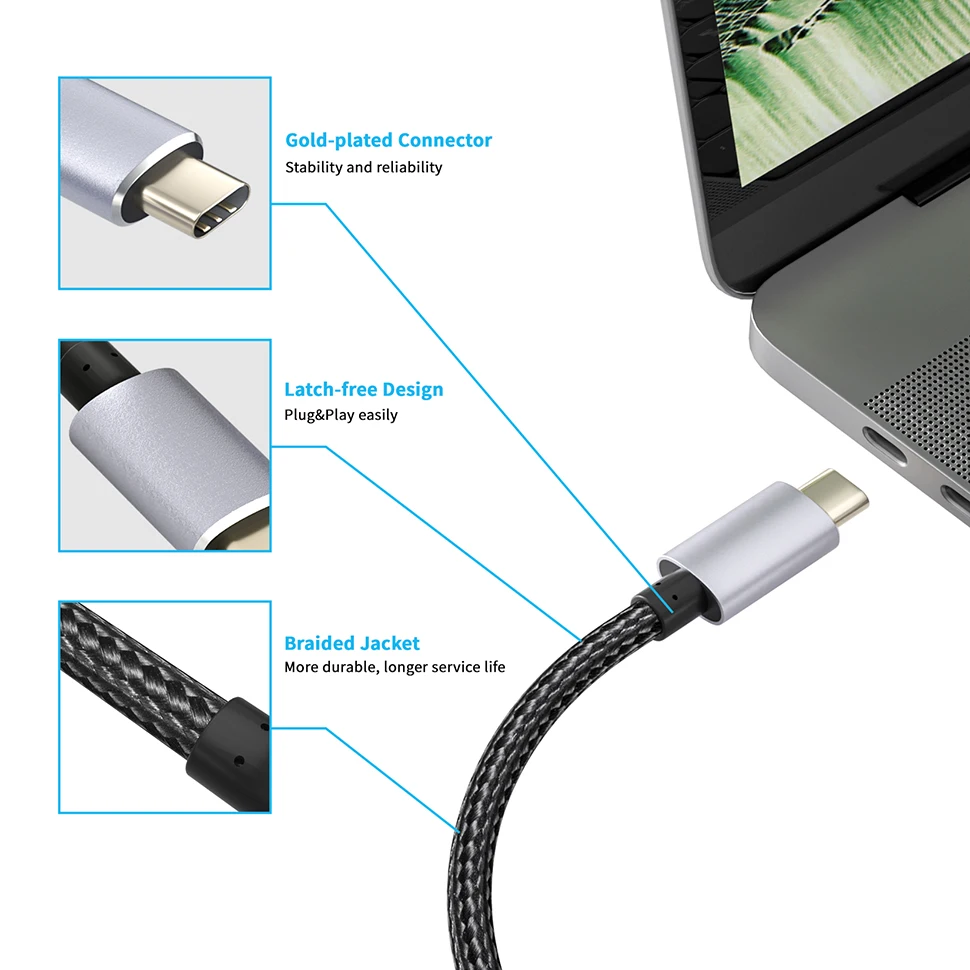 144 Гц Thunderbolt 3 USB-C Displayport 1 4 кабель 8K 30 4K для MacBook Pro/Air iMac iPad Pro 2020 XPS Galaxy S20/S10 |