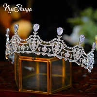 niushuya baroque luxury rhinestone cz bridal crown tiaras diadem headband bride headpieces wedding hair accessories