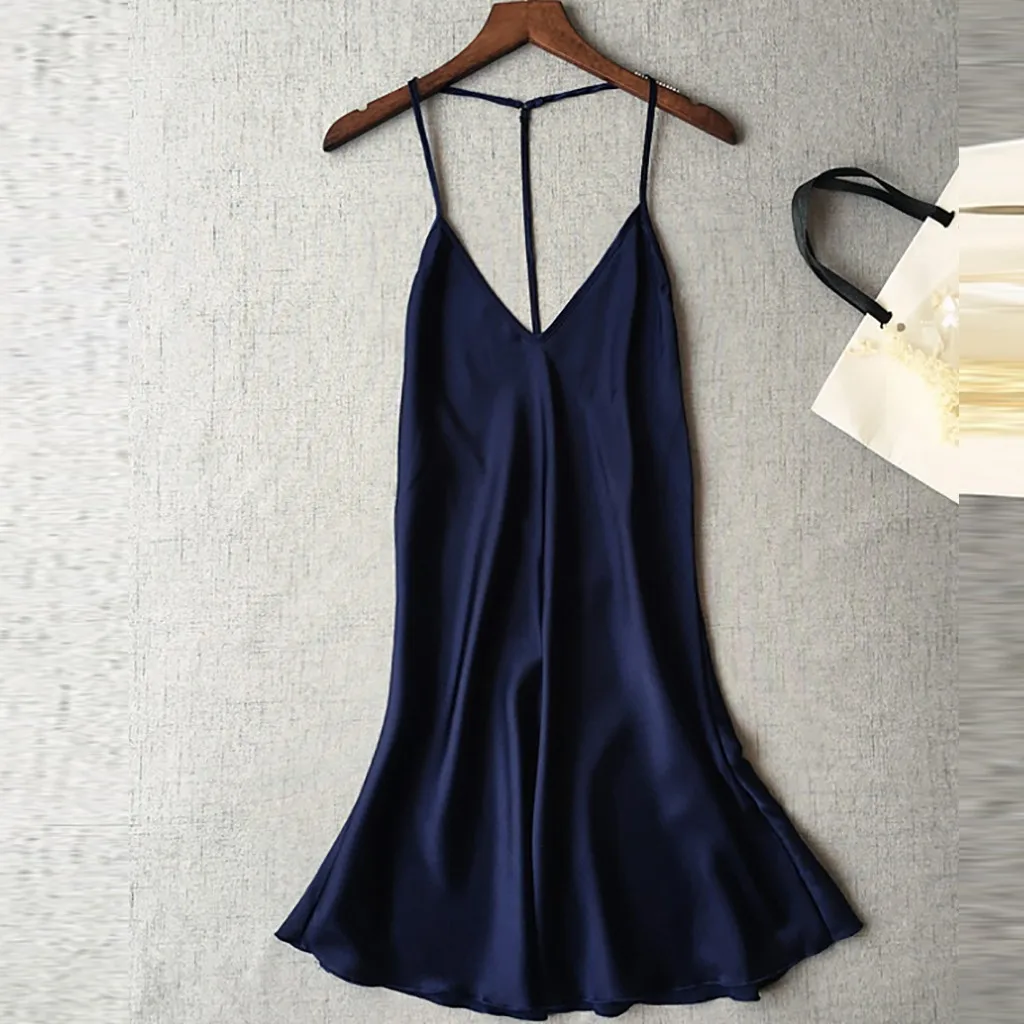 Ladies Sexy Silk Satin Night Dress Sleeveless Nighties Nightgown Summer Nightdress Lace Gown Sleepwear For Women#p3#2 | Женская одежда
