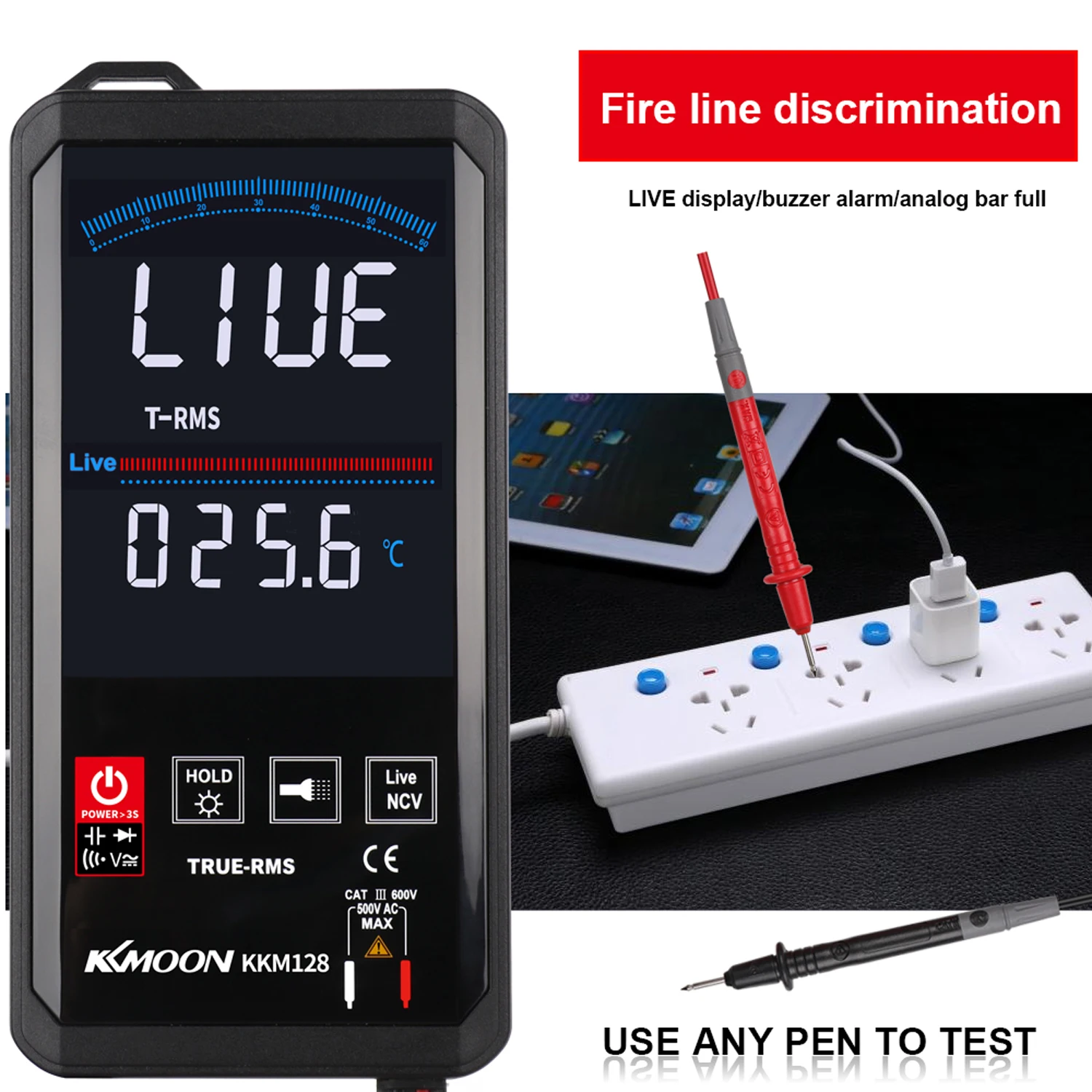 

KKmoon 4.7 Inch Touch Screen thin Multimeter Voltage Frequency Capacitance Resistance Meter Data Hold Auto Power Off Function