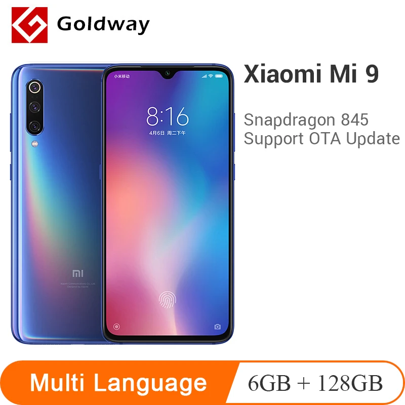 Xiaomi mi 9, 6 ГБ ОЗУ, 128 Гб ПЗУ, смартфон mi 9, Восьмиядерный процессор Snapdragon 855, 6,39 дюймов, 48 МП, тройная камера с дисплеем, отпечаток пальца