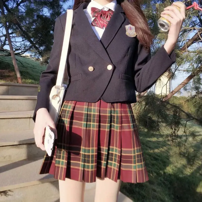 

Hawthorn JK uniform skirt genuine spot box skirt suit students college style child pleated skirt female