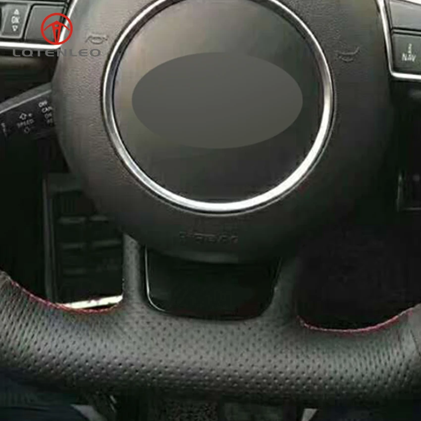 

LQTENLEO Black Genuine Leather Suede DIY Hand Car Steering Wheel Cover for Audi A5 A7 RS7 S7 SQ5 S6 S5 RS5 S4 RS4 S3 2012-2018