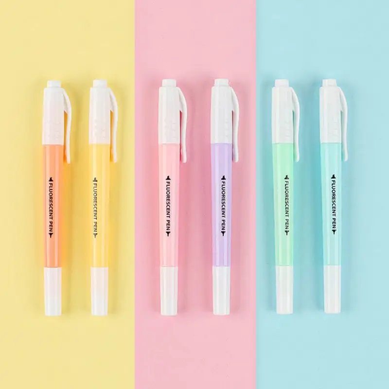 

B2RC Candy Color Highlighter Pen Double Headed Fluorescent Marker Pen School Supplies