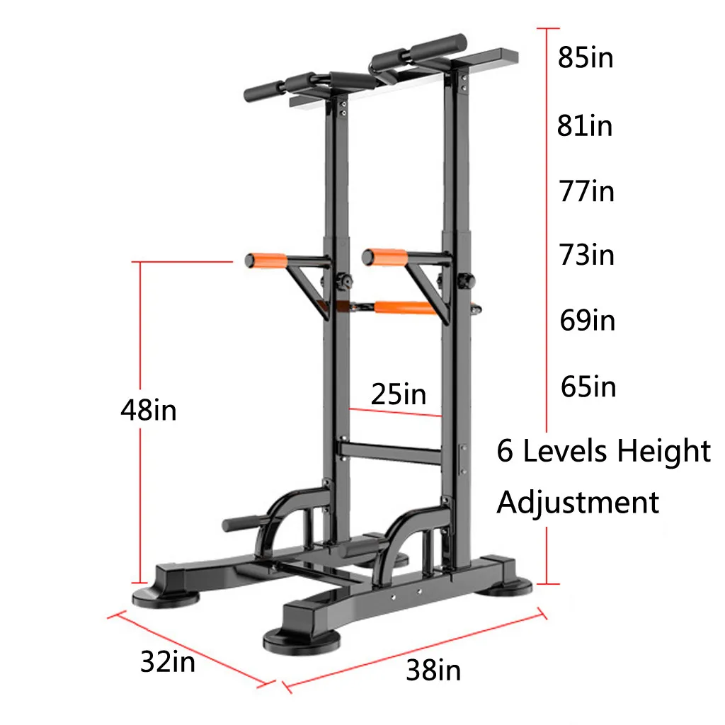 

Heavy Duty Power Tower Steel Dip Station Height Adjustable Pull Up Bar Power Tower for Indoor Office Strength Training Exercise