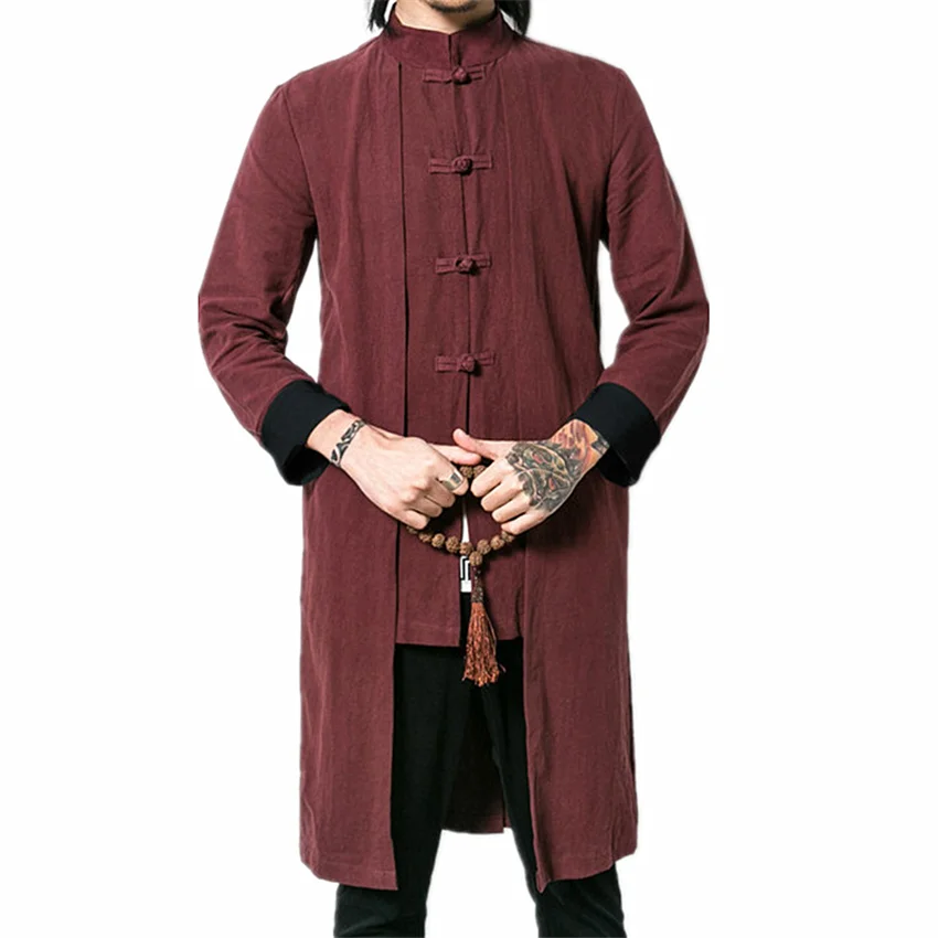 Китайский ретро мужские Тренч большой Размеры S 5xl мужская длинная куртка модная