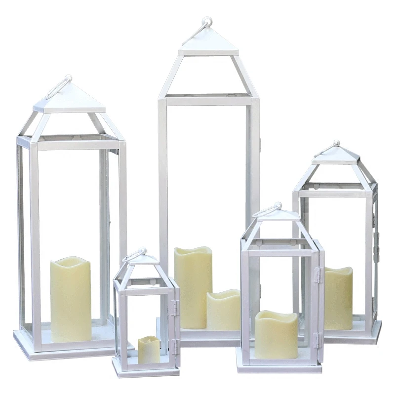 Ретро подсвечник из кованого железа стеклянный уличный металлические