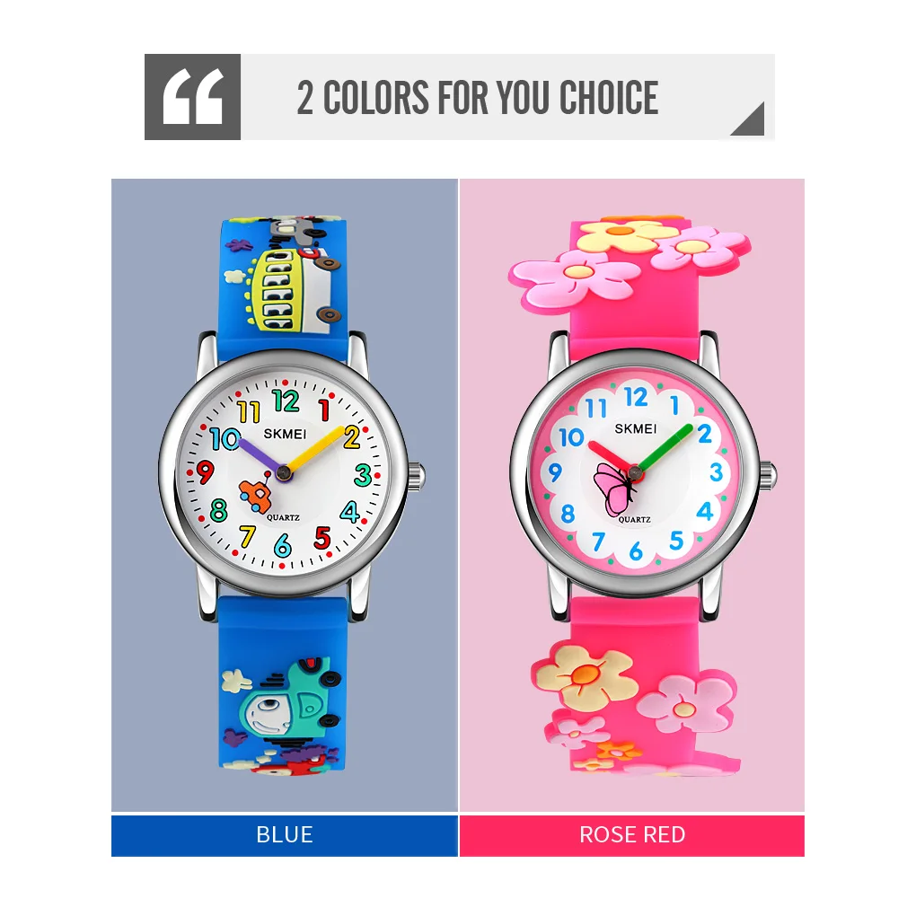 

SKMEI Creative Pointer Children's Quartz Watch 3D Cartoon Strap Waterproof Fashion High Quality Gift Kids Clock For Boys Girls