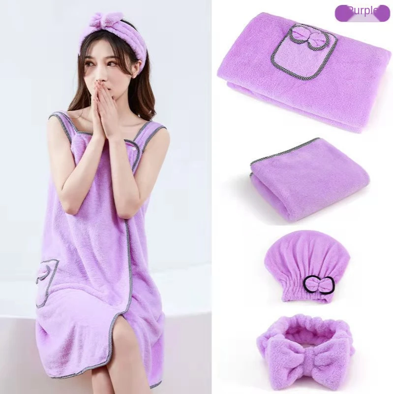Home Wearable Bathrobes Women Microfiber Soft And Skin-Friendly Absorbent Bath Towels Textiles Bathroom Sauna Towel | Дом и сад