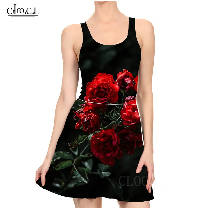 Женское плиссированное платье с цветочным принтом красное большого размера без