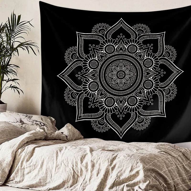 

Mandala Indian Tapestry Wall Hanging Bohemian Beach Towel Polyester Blanket Yoga Mat Shawl Throw Sheet Pink Boho Tapestry