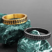 stainless steel punk antique black totem ring men and women gold serrated tattoo couple ring simple retro jewelry wholesale