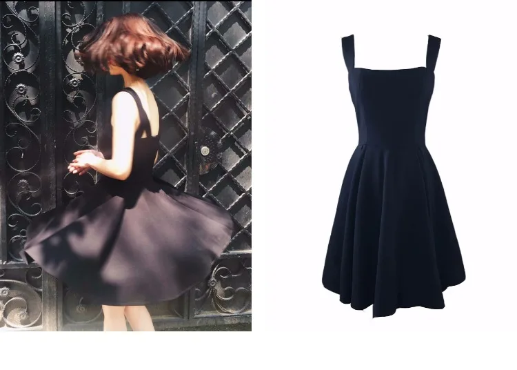 

COIGARSAM New Summer Women one-piece dress korean Sleeveless Spaghetti Strap Black Dresses 603