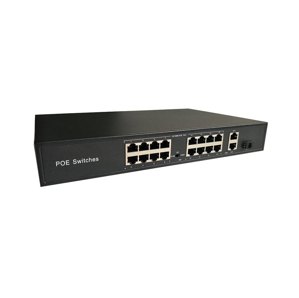 1U шасси 16 портовый POE коммутатор 2 канальный гигабитный Uplink сеть Ethernet с 1 портом 1000M