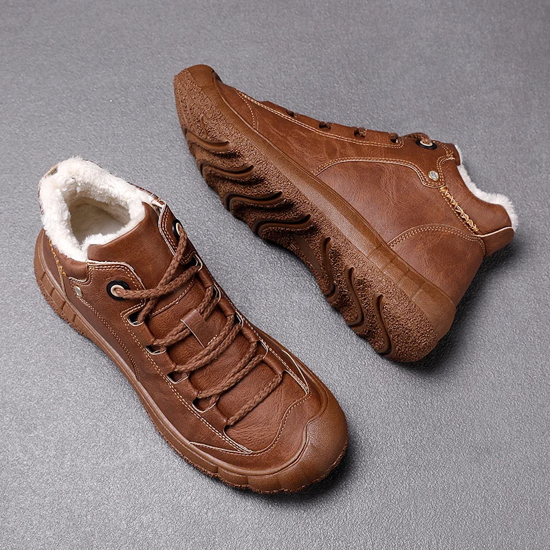 

Новое поступление, зимняя повседневная мужская обувь, мужская прогулочная обувь с мехом внутри, высокие мужские повседневные кроссовки, ра...