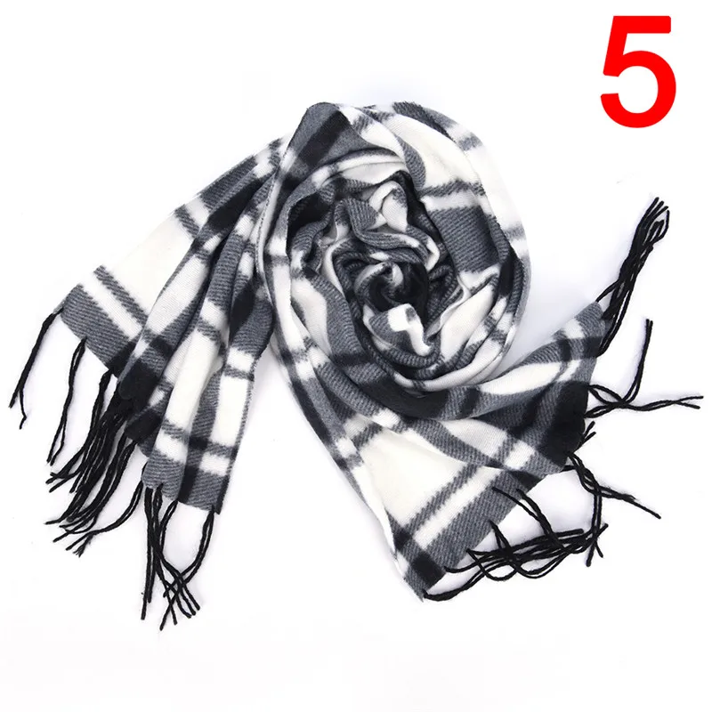 

Stylish Wool Blend Women&Men Geometric Plaid Wrap Winter Warm Fleece Scarf Shawl