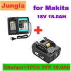Оригинальный литий-ионный аккумулятор BL1860 18 в 6000 мА  ч для Makita 18 в, зарядное устройство BL1840, BL1850, BL1830, BL1860B + 3 А