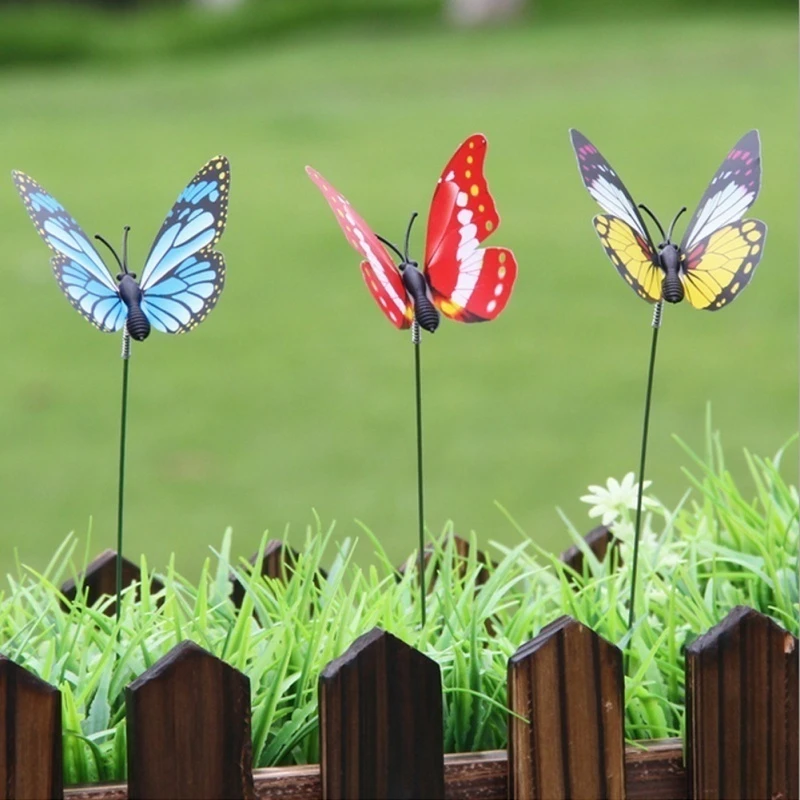 

10/24PCS Butterfly Garden Metal Stake Patio Lawn Yard Art Planter Flower Pot Decor Colorful Whimsical Outdoor Decoration