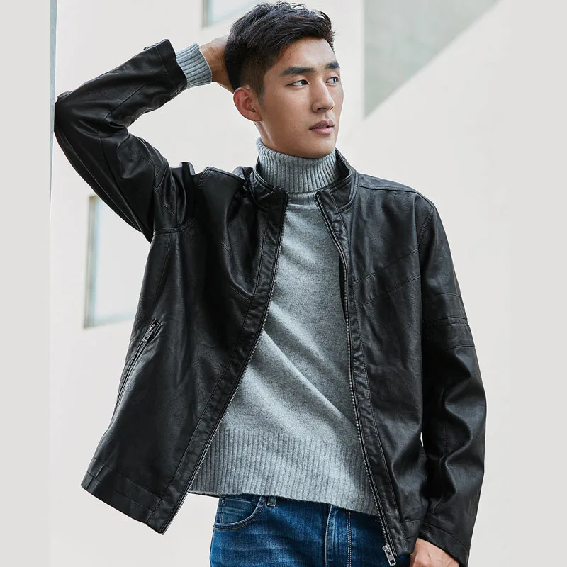 2019 Xiaomi PU Leather Men Jacket Hooded Detachable Trendy Motorcycle Windproof Warm Street Style Fashion Coat | Электроника