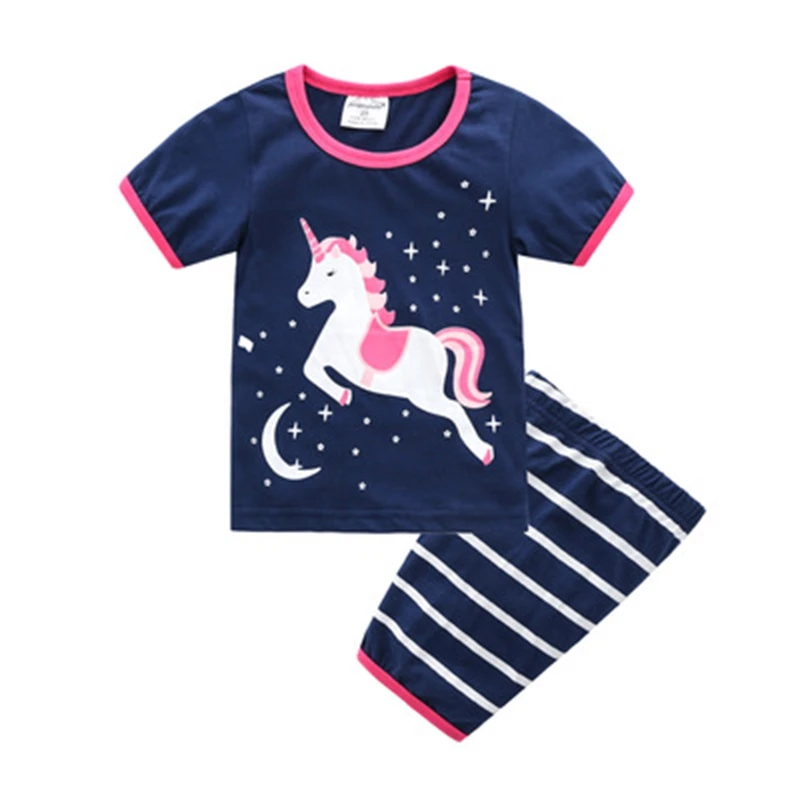 Новый мультяшный костюм для маленьких мальчиков одежда сна с коротким рукавом