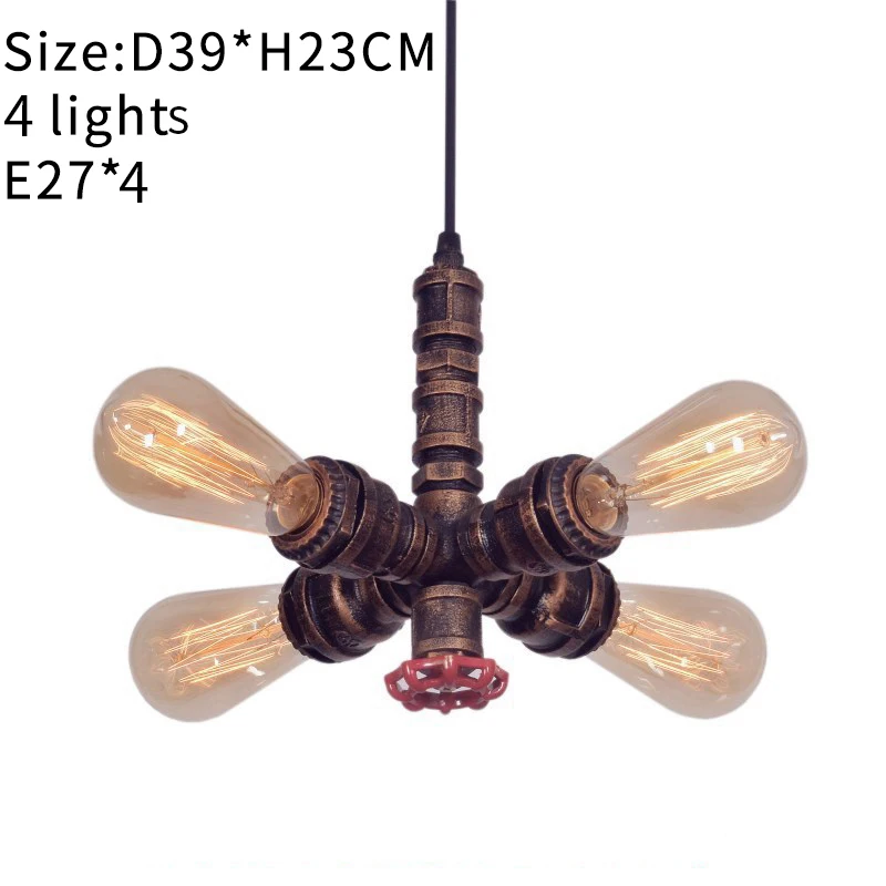 Люстры в стиле индастриал для водопроводных труб Ретро Античная бронзовая лампа