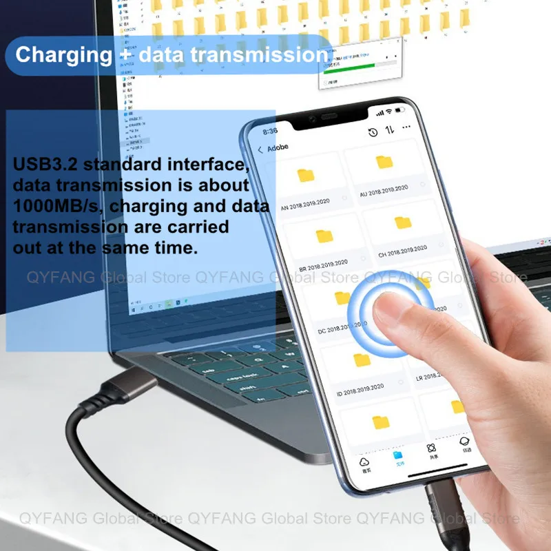Кабель USB 3.2 10 Гбит/с Type-A на C 3 1/3 2 Gen2 кабель для передачи данных SSD жесткого диска 3A