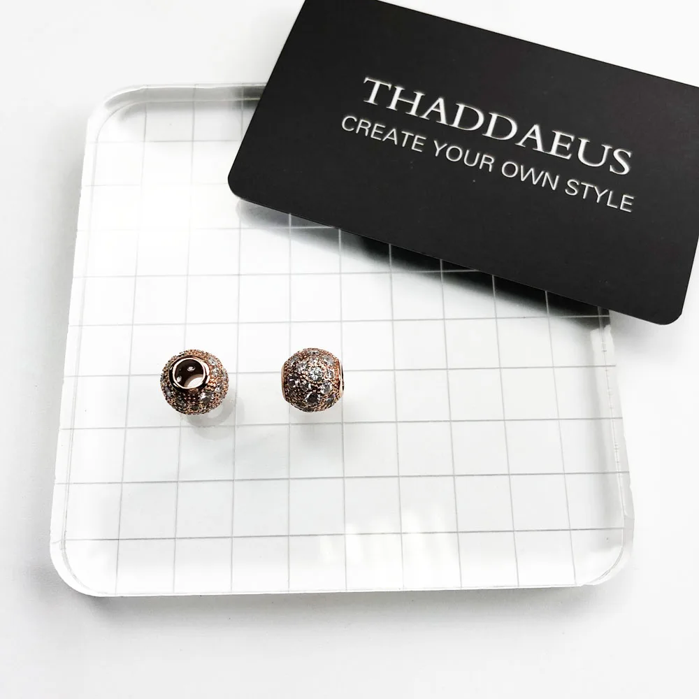 Бусины щебень со стразами розовое золото Цвет & серебряные бусины 925 пробы