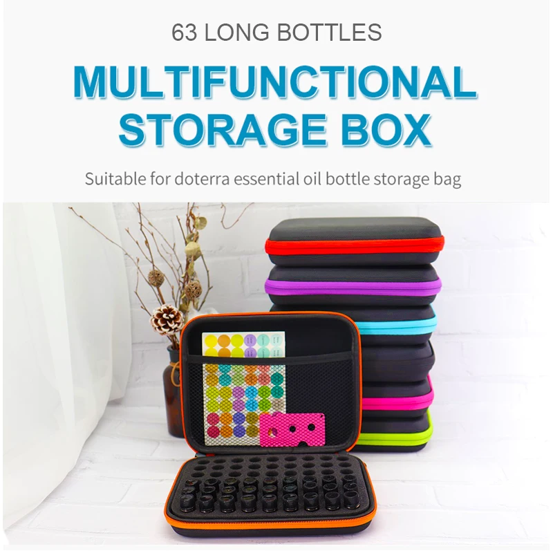 

Essential Oil Case 63 Bottles 1-3ML Perfume Oil Essential Oil Box Travel Portable Carrying Holder Nail Polish Storage Bag