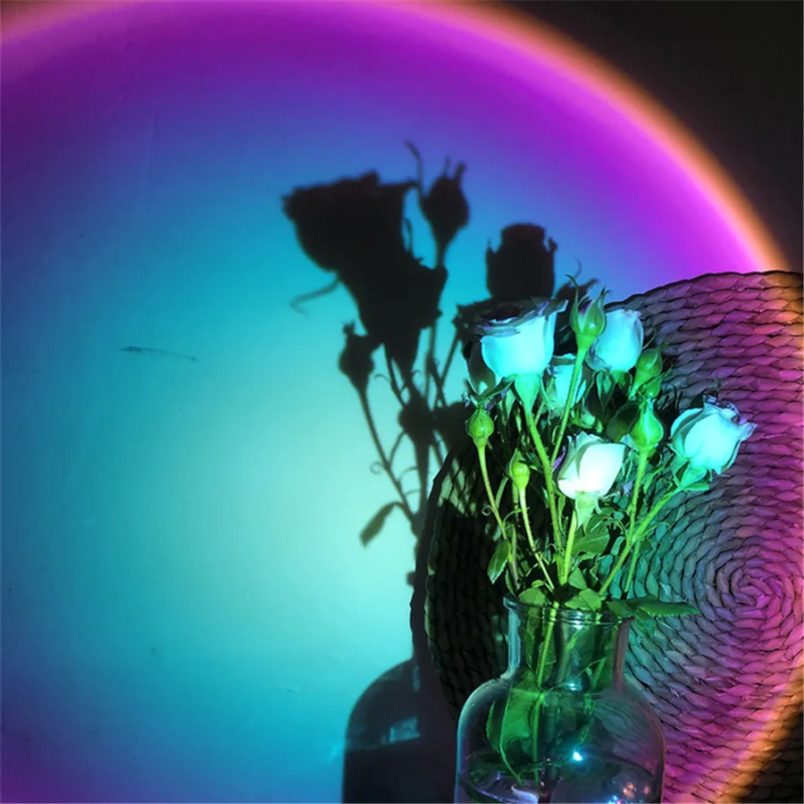 

2021New Style Sunset Projection Night Light Live Broadcast Background Like Projector Light Bedroom Atmosphere Rainbow Lamp